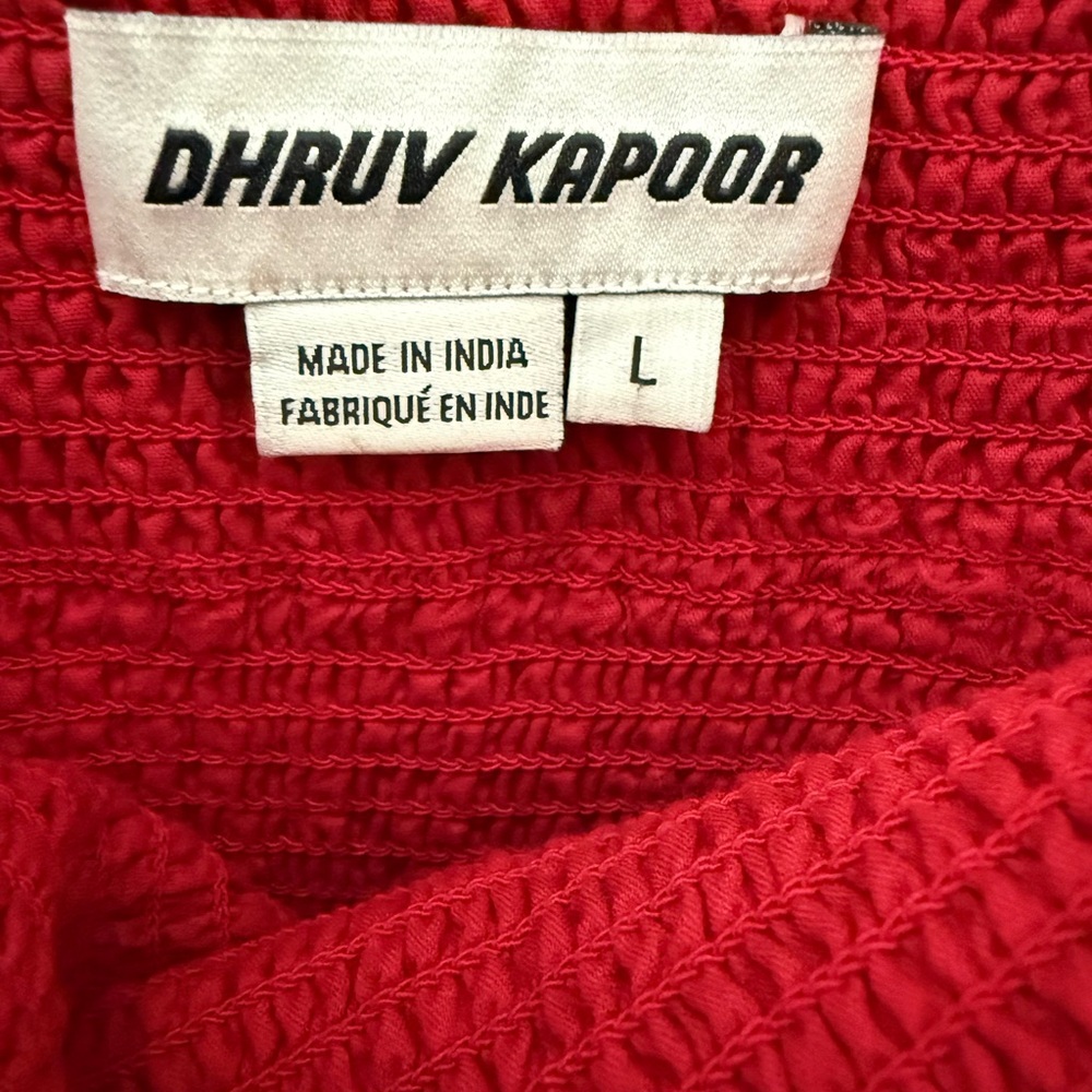 NWOT Anthropologie Dhruv Kapoor Red Smocked Bodice Tiered Midi Dress Size L - Picture 8 of 12